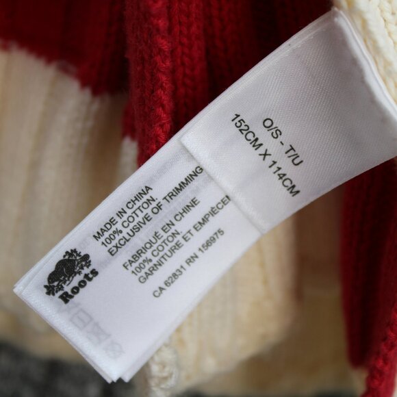 Roots Cabin Monkey Sock Knit Gray Red 100% Cotton Blanket 152CM X 114CM - Picture 5 of 5